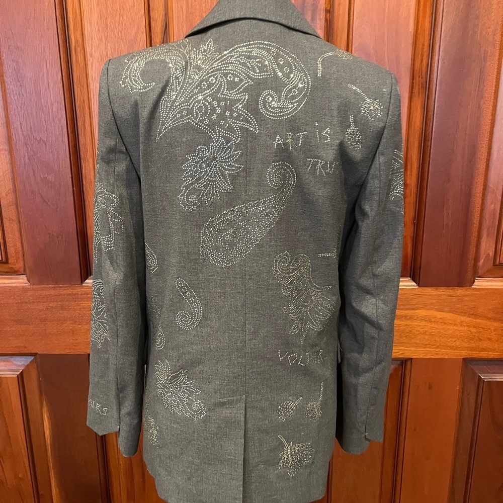 Zadig & Voltaire Women's Size 36 Grey Venus Paisley-embellished Blazer $798 - Picture 7 of 16